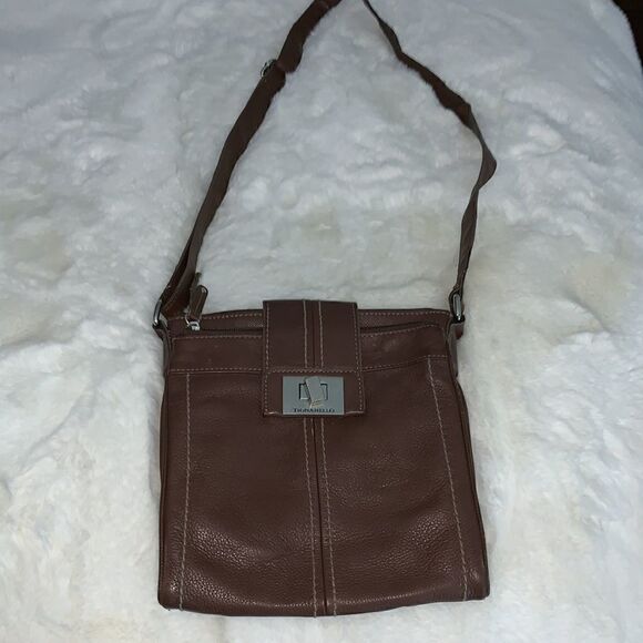 Tignanello Fine Leather Crossbody Brown Medium - Picture 1 of 10